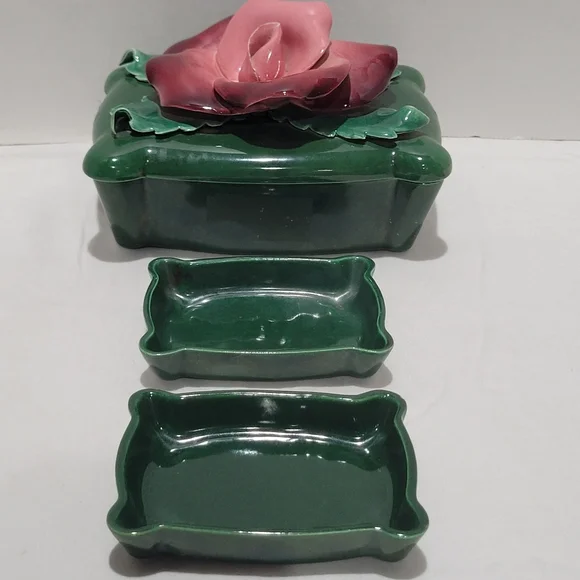 Johannes Brahm California 965 trinket box 3pc ceramic w lid - Picture 8 of 13